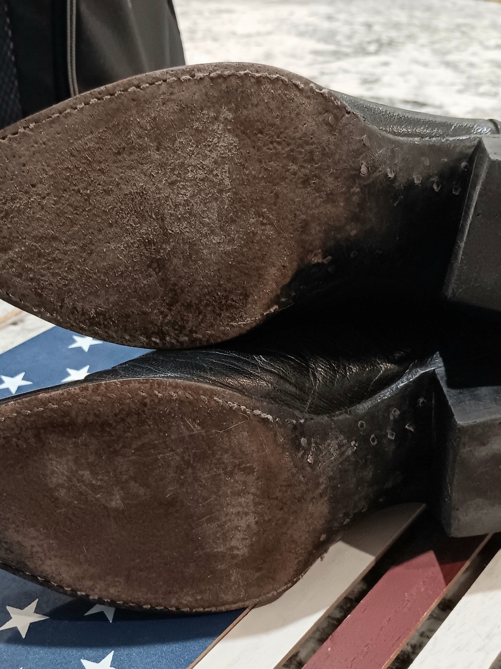 Tony Lama Black Leather Cowgirl Heeled Boots - Picture 5 of 7